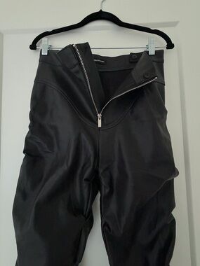 Maniere De Voir Black Vegan Leather Flare Trousers